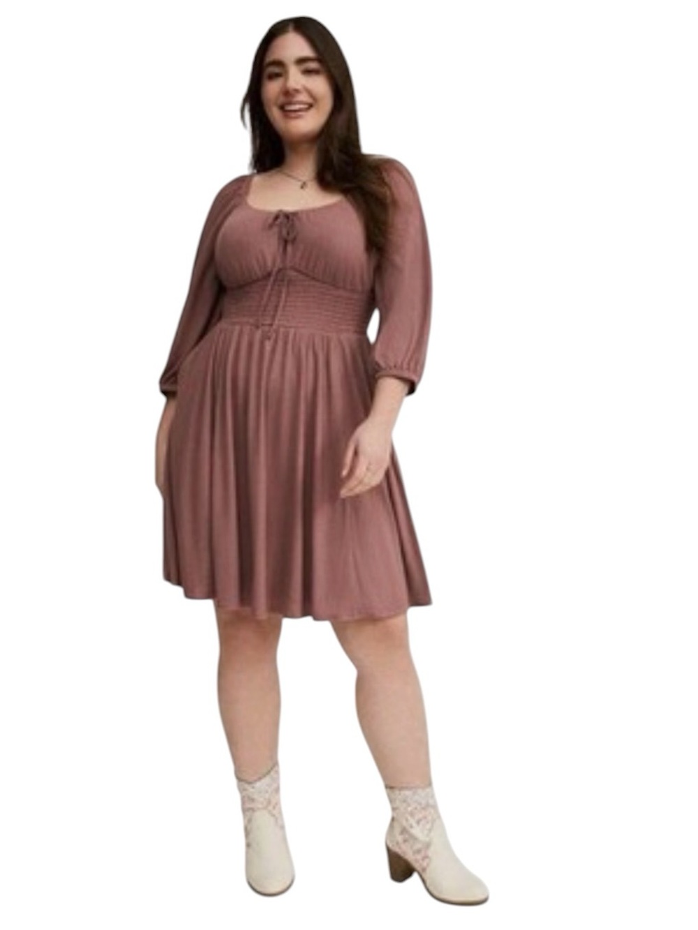 Torrid Skater Mini Dress, P2P:27”, L:42”, NWOT, Rose Taupe